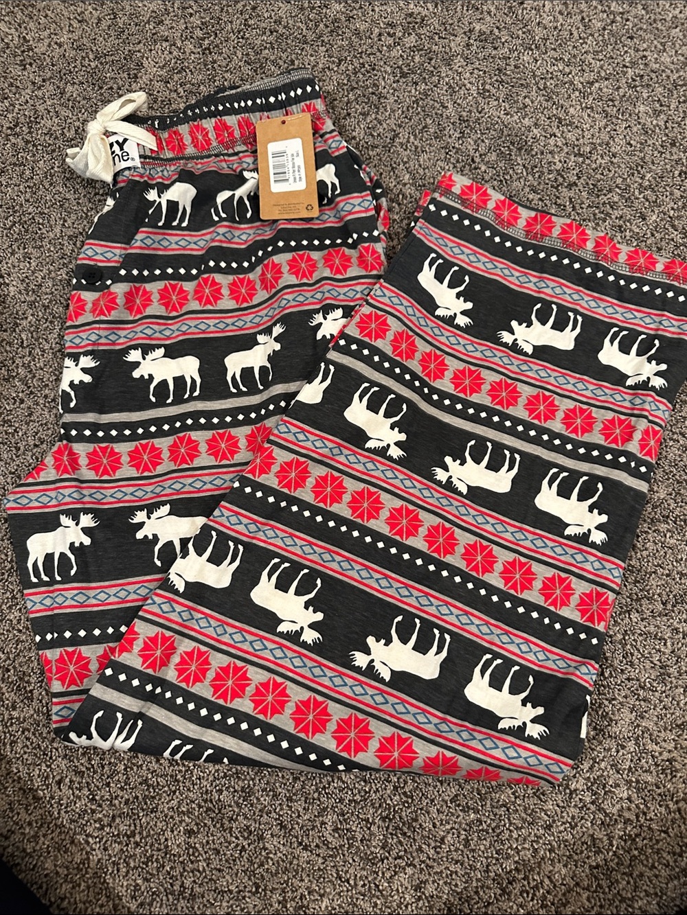 NWT Unisex Lazy One Fair Isle Print pajama pants. size L.